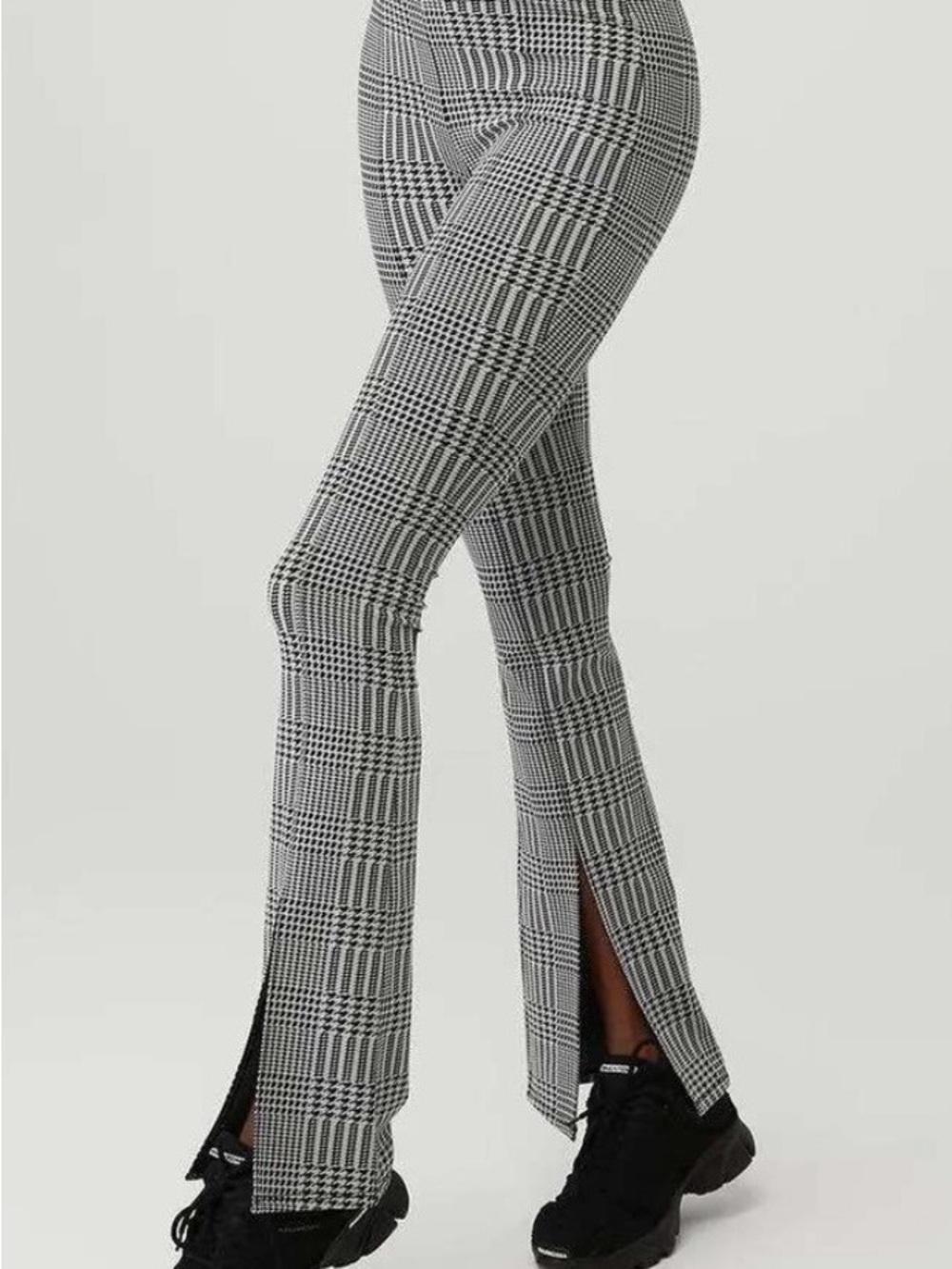 ALO JACQUARD HIGH-WAIST GLENPLAID FLUTTER LEGGING $138 NO Tag Flare Bell Leg XS